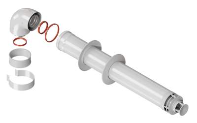 комплект коаксиальный vivat d60/100 0.75 м(baxi it. hubert, vissmann)-хомут и фланец в комплекте