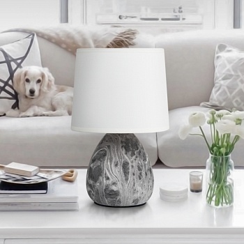 лампа настольная rivoli damaris 7037-501 1 * е14 40 вт керамика черно-белая с абажуром