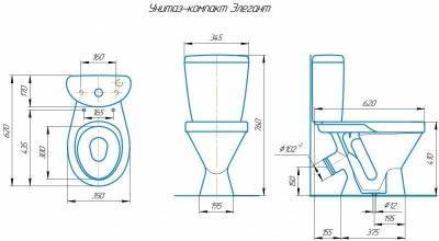 унитаз-компакт элегант косой выпуск сиденье полипропилен