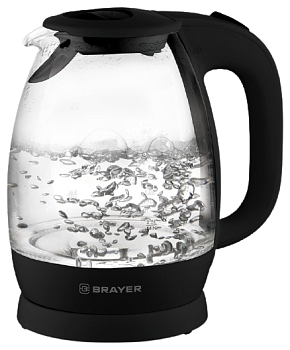 1026br электрический чайник brayer, 2200 вт, 1,8 л, высокопроч.стекл, подсвет, автоот, моющ.фильтр