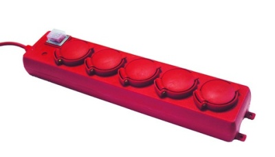 удлинитель силовой уз16-05в tdm (с крышками ip44, выключатель, 5 мест/10м пвс 3х1,0)