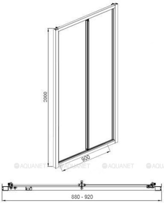 складная дверь aquanet alfa naa6422 (900х2000) стекло прозрачное, хром (252214)