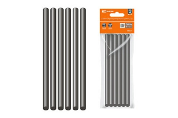 клеевые стержни универсальные черные, 11 мм x 100 мм, 6 шт "алмаз"