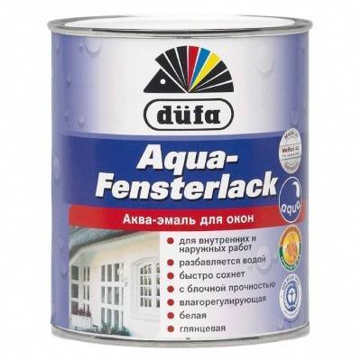 эмаль dufa "aqua -fensterlack" белая глянц д/окон 750мл