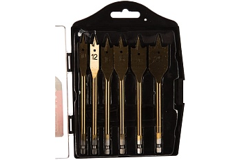 набор сверл перовых по дереву, 10-12-16-18-20-25 мм, 6 шт. 6-гранный хвостовик// sparta