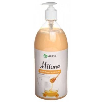 жидкое крем-мыло"milana"(молоко и мед)1л с дозатором (1/12)"grass