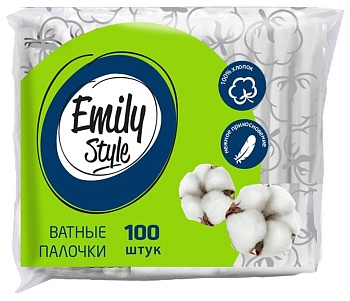 ватные палочки упак. 100 шт. (пакет) (1/52) "emily style"